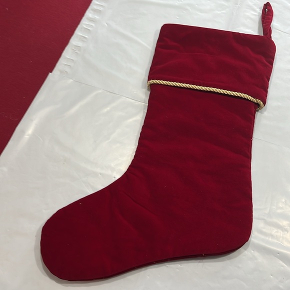 Matthew RED Velvet STOCKING GOLD stitch embroidery Christmas COTTON lined thick - Picture 9 of 10